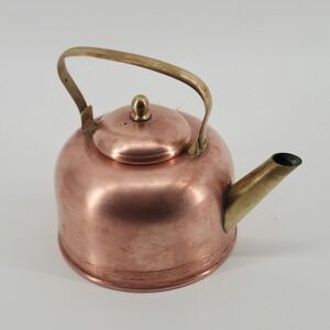 Vintage Coppercraft Guild Copper Tea Kettle Teapot Taunton Mass Brass Handle